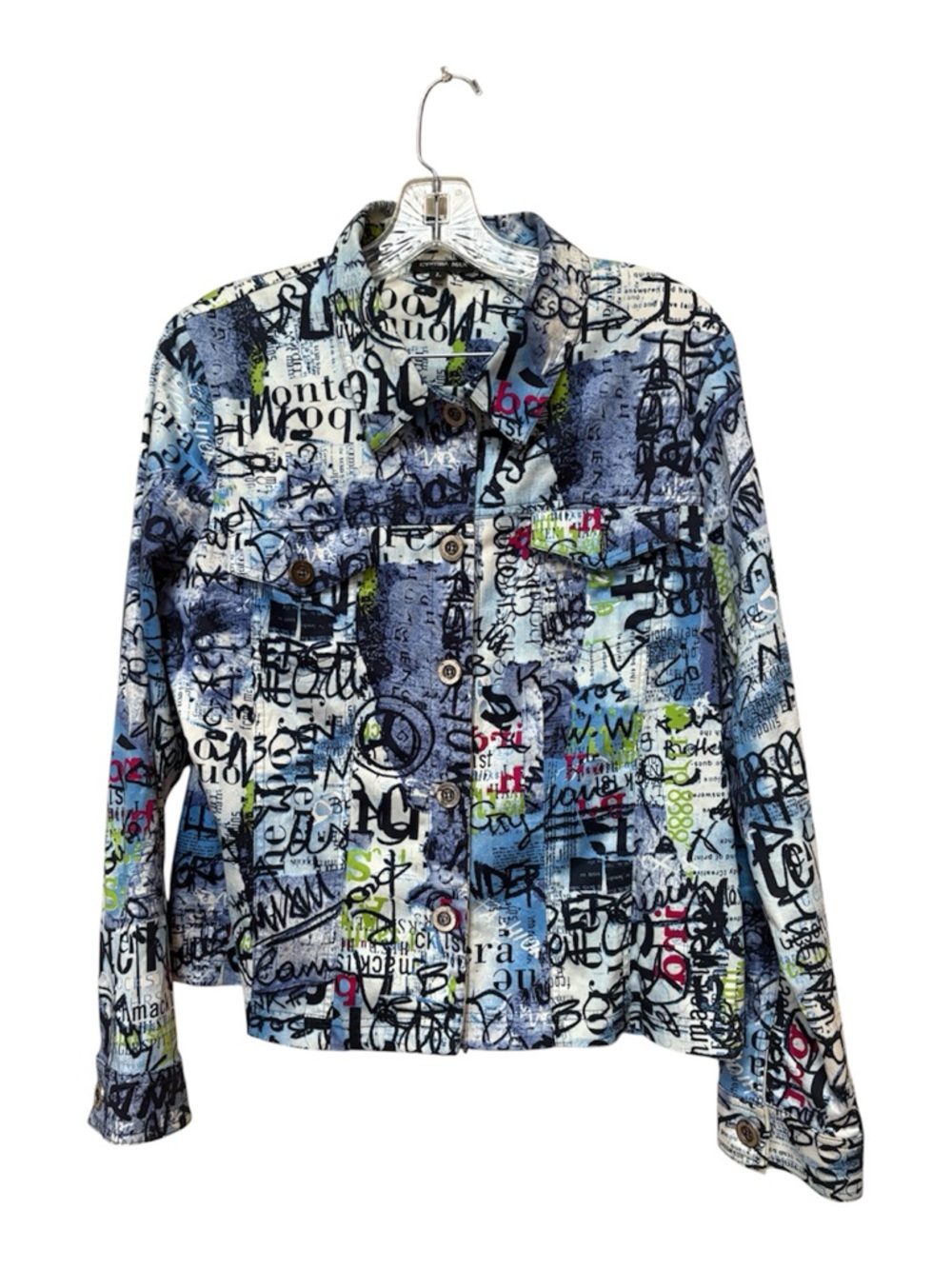 Y2K Cynthia Max Graffiti Print Jacket L Abstract Streetwear Art